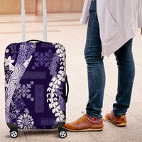 Hawaii Puakenikeni and Maile Lei Luggage Cover Purple Japanese Wave Style - Polynesian Pride