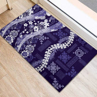 Hawaii Puakenikeni and Maile Lei Rubber Doormat Purple Japanese Wave Style LT9 - Polynesian Pride