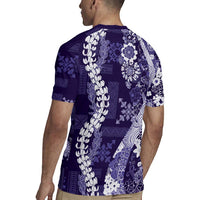 Hawaii Puakenikeni and Maile Lei Rugby Jersey Purple Japanese Wave Style LT9 - Polynesian Pride