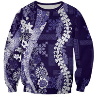 Hawaii Puakenikeni and Maile Lei Sweatshirt Purple Japanese Wave Style LT9 Unisex Purple - Polynesian Pride