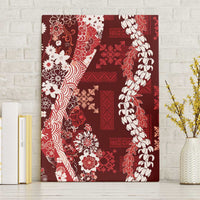 Hawaii Puakenikeni and Maile Lei Canvas Wall Art Red Japanese Wave Style LT9 Without Frame Red - Polynesian Pride