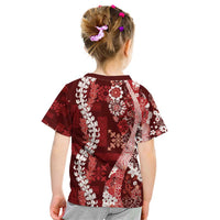 Hawaii Puakenikeni and Maile Lei Kid T Shirt Red Japanese Wave Style LT9 - Polynesian Pride