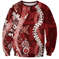 Hawaii Puakenikeni and Maile Lei Sweatshirt Red Japanese Wave Style LT9 Unisex Red - Polynesian Pride