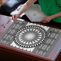 All White Tonga Malo e lelei Puzzle Vintage Ngatu Tribal Pattern - Polynesian Pride