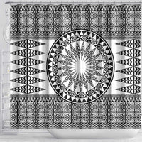 All White Tonga Malo e lelei Shower Curtain Vintage Ngatu Tribal Pattern - Polynesian Pride