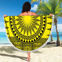 All Yellow Tonga Malo e lelei Beach Blanket Vintage Ngatu Tribal Pattern - Polynesian Pride