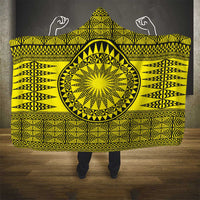 All Yellow Tonga Malo e lelei Hooded Blanket Vintage Ngatu Tribal Pattern - Polynesian Pride