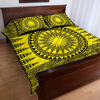 All Yellow Tonga Malo e lelei Quilt Bed Set Vintage Ngatu Tribal Pattern - Polynesian Pride