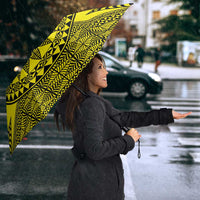 All Yellow Tonga Malo e lelei Umbrella Vintage Ngatu Tribal Pattern - Polynesian Pride