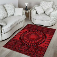 All Red Tonga Malo e lelei Area Rug Vintage Ngatu Tribal Pattern - Polynesian Pride