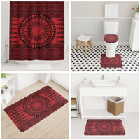 All Red Tonga Malo e lelei Bathroom Set Vintage Ngatu Tribal Pattern - Polynesian Pride