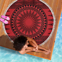 All Red Tonga Malo e lelei Beach Blanket Vintage Ngatu Tribal Pattern - Polynesian Pride