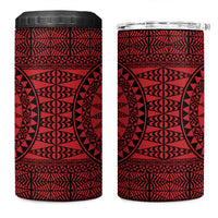 All Red Tonga Malo e lelei 4 in 1 Can Cooler Tumbler Vintage Ngatu Tribal Pattern - Polynesian Pride
