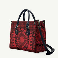 All Red Tonga Malo e lelei Leather Bag Vintage Ngatu Tribal Pattern - Polynesian Pride