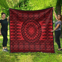 All Red Tonga Malo e lelei Quilt Vintage Ngatu Tribal Pattern - Polynesian Pride