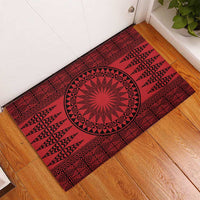 All Red Tonga Malo e lelei Rubber Doormat Vintage Ngatu Tribal Pattern - Polynesian Pride