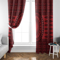 All Red Tonga Malo e lelei Window Curtain Vintage Ngatu Tribal Pattern - Polynesian Pride