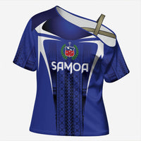 2026 Rugby Nations Series Custom Manu Samoa Cross Shoulder Shirt LT9 Female Blue - Polynesian Pride