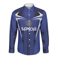 2026 Rugby Nations Series Custom Manu Samoa Long Sleeve Button Shirt LT9 Unisex Blue - Polynesian Pride