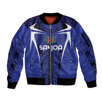 2026 Rugby Nations Series Custom Manu Samoa Sleeve Zip Bomber Jacket LT9 Unisex Blue - Polynesian Pride