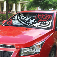 Honour The Treaty New Zealand Personalised Auto Sun Shade Toitu Te Tiriti Half Fern Haka Dance - Polynesian Pride