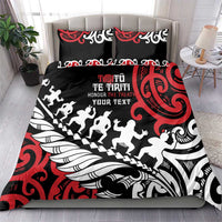 Honour The Treaty New Zealand Personalised Bedding Set Toitu Te Tiriti Half Fern with Haka dance
