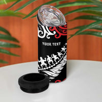 Honour The Treaty New Zealand Personalised 4 in 1 Can Cooler Tumbler Toitu Te Tiriti Half Fern with Haka dance