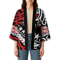 Honour The Treaty New Zealand Personalised Kimono Toitu Te Tiriti Half Fern Haka Dance - Polynesian Pride
