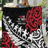 Honour The Treaty New Zealand Personalised Quilt Toitu Te Tiriti Half Fern with Haka dance