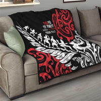 Honour The Treaty New Zealand Personalised Quilt Toitu Te Tiriti Half Fern with Haka dance