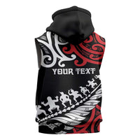 Honour The Treaty New Zealand Personalised Sleeveless Hoodie Toitu Te Tiriti Half Fern Haka Dance - Polynesian Pride