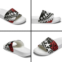 Honour The Treaty New Zealand Personalised Slide Sandals Toitu Te Tiriti Half Fern Haka Dance - Polynesian Pride