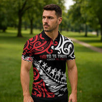 Honour The Treaty New Zealand Personalised Zipper Polo Shirt Toitu Te Tiriti Half Fern Haka Dance - Polynesian Pride