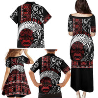 Honour The Treaty New Zealand Personalised Family Matching Puletasi and Hawaiian Shirt Toitu Te Tiriti Indigenous Maori Face