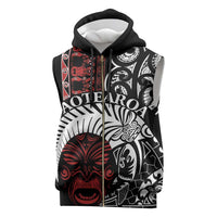 Honour The Treaty New Zealand Personalised Sleeveless Zip Hoodie Toitu Te Tiriti Indigenous Maori Face - Polynesian Pride