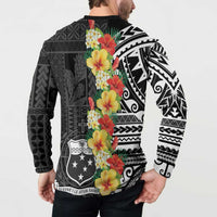 Samoa Tribal Hibiscus Flowers Button Sweatshirt