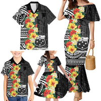 Samoa Tribal Hibiscus Flowers Family Matching Mermaid Dress and Hawaiian Shirt