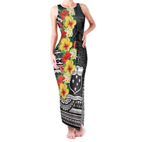 Samoa Tribal Hibiscus Flowers Family Matching Tank Maxi Dress and Hawaiian Shirt