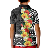 Samoa Tribal Hibiscus Flowers Kid Polo Shirt