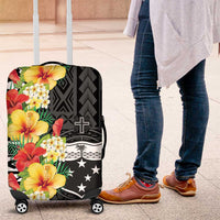 Samoa Tribal Hibiscus Flowers Luggage Cover LT9 Black - Polynesian Pride