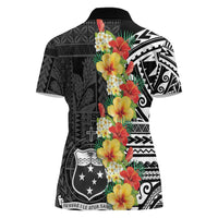 Samoa Tribal Hibiscus Flowers Women Polo Shirt