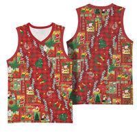 Mele Kalikimaka Pakalana Pikake Lei Basketball Jersey Hawaiian Rodeo Paniolo Omaomao Palaka - Polynesian Pride