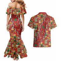 Mele Kalikimaka Pakalana Pikake Lei Couples Matching Mermaid Dress and Hawaiian Shirt Hawaiian Rodeo Paniolo Omaomao Palaka - Polynesian Pride