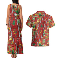Mele Kalikimaka Pakalana Pikake Lei Couples Matching Tank Maxi Dress and Hawaiian Shirt Hawaiian Rodeo Paniolo Omaomao Palaka - Polynesian Pride