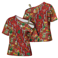 Mele Kalikimaka Pakalana Pikake Lei Cross Shoulder Shirt Hawaiian Rodeo Paniolo Omaomao Palaka - Polynesian Pride