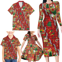Mele Kalikimaka Pakalana Pikake Lei Family Matching Long Sleeve Bodycon Dress and Hawaiian Shirt Hawaiian Rodeo Paniolo Omaomao Palaka - Polynesian Pride