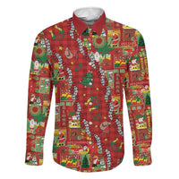Mele Kalikimaka Pakalana Pikake Lei Family Matching Long Sleeve Bodycon Dress and Hawaiian Shirt Hawaiian Rodeo Paniolo Omaomao Palaka - Polynesian Pride