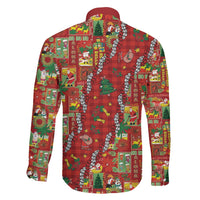 Mele Kalikimaka Pakalana Pikake Lei Family Matching Long Sleeve Bodycon Dress and Hawaiian Shirt Hawaiian Rodeo Paniolo Omaomao Palaka - Polynesian Pride