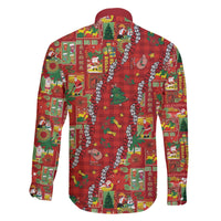 Mele Kalikimaka Pakalana Pikake Lei Family Matching Off The Shoulder Long Sleeve Dress and Hawaiian Shirt Hawaiian Rodeo Paniolo Omaomao Palaka - Polynesian Pride
