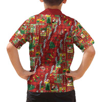Mele Kalikimaka Pakalana Pikake Lei Family Matching Off Shoulder Short Dress and Hawaiian Shirt Hawaiian Rodeo Paniolo Omaomao Palaka - Polynesian Pride